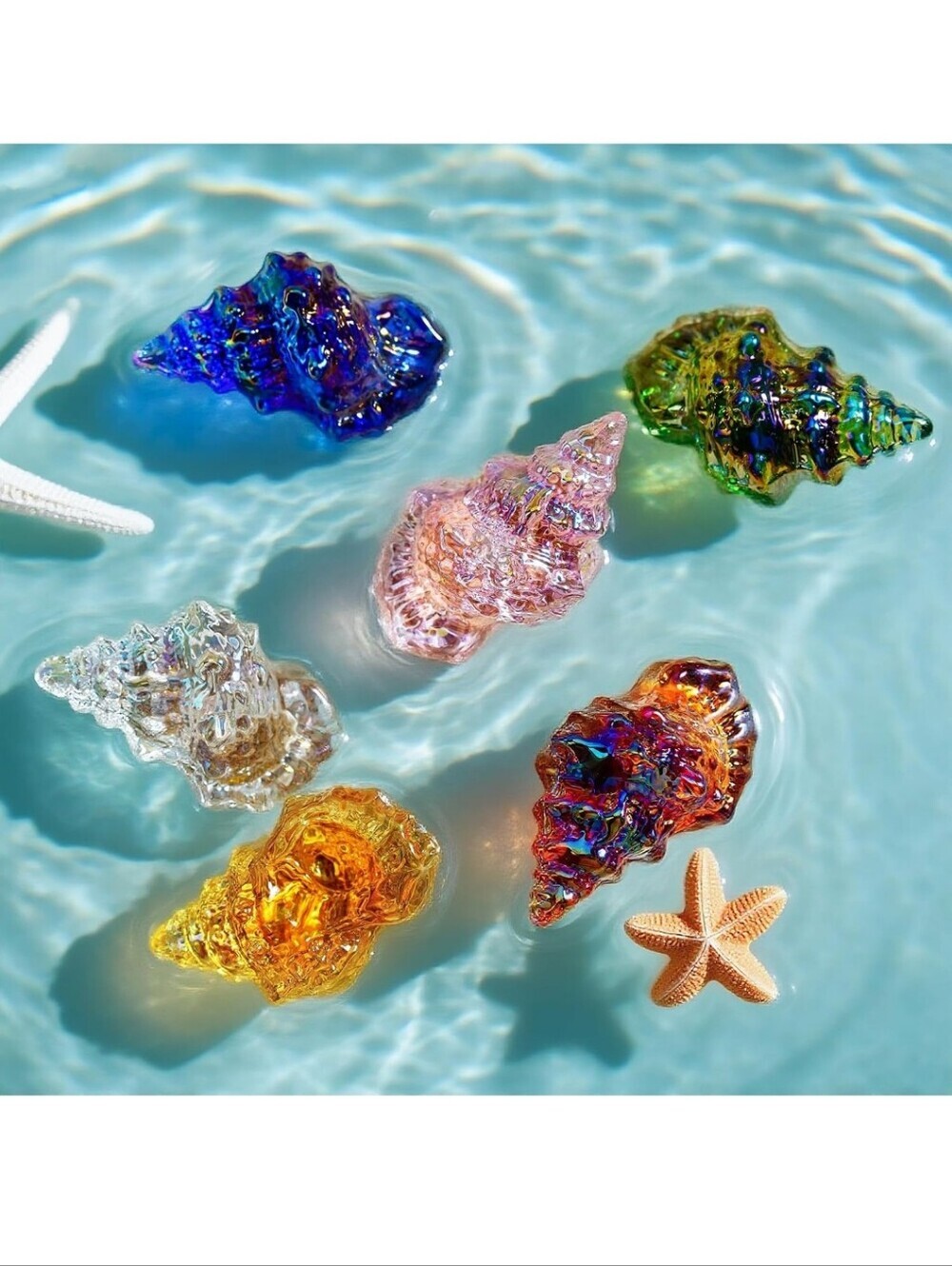 Hand-Blown Glass Shell Accent - Multicolor Set - Picture 3 of 7